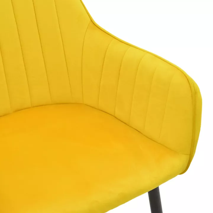 Armchair Noor pakoworld yellow velvet fabric with black color metal leg 58x58x86cm