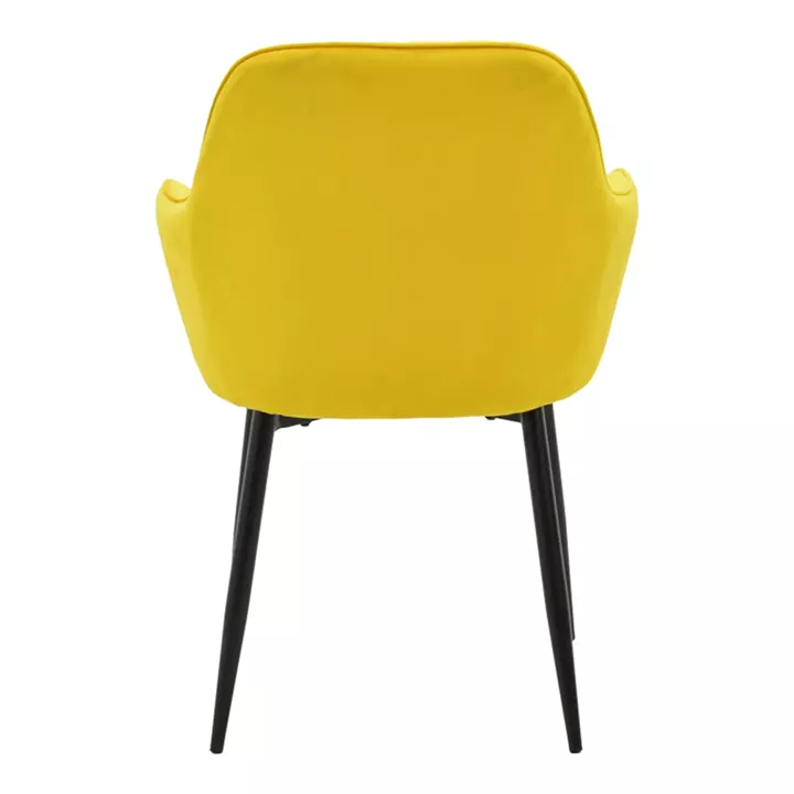 Armchair Noor pakoworld yellow velvet fabric with black color metal leg 58x58x86cm