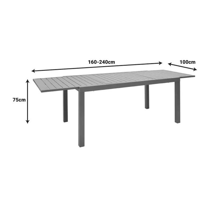 Extendable table Lafla pakoworld aluminum in champagne shade 160-240x100x75cm