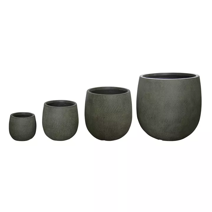ΣΕΤ 4ΤΜΧ ΓΛΑΣΤΡΕΣ ΣΤΡΟΓΓΥΛΕΣ GARDENER HM4726 FIBERCLAY ΓΚΡΙΖΟΠΡΑΣΙΝΟ Φ55.5x53.5Υεκ