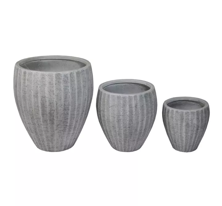 ΣΕΤ 3ΤΜΧ ΓΛΑΣΤΡΕΣ ΣΤΡΟΓΓΥΛΕΣ ΣΕΙΡΑ GARDENER HM4728 FIBERCLAY-ΧΡΩΜΑ CEMENT Φ49.5x56Υεκ
