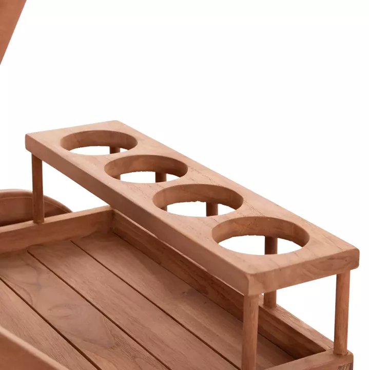 SERVING TROLLEY ALFRED HM4579 TEAK WOOD IN NATURAL COLOR 86x56x80Hcm.