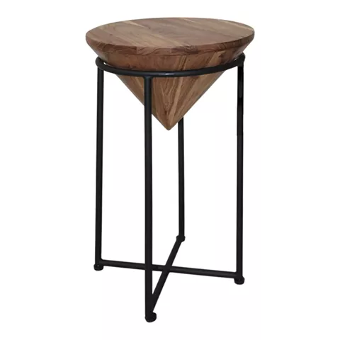 Side table Miles I pakoworld solid acacia wood in natural shade Φ31x53cm