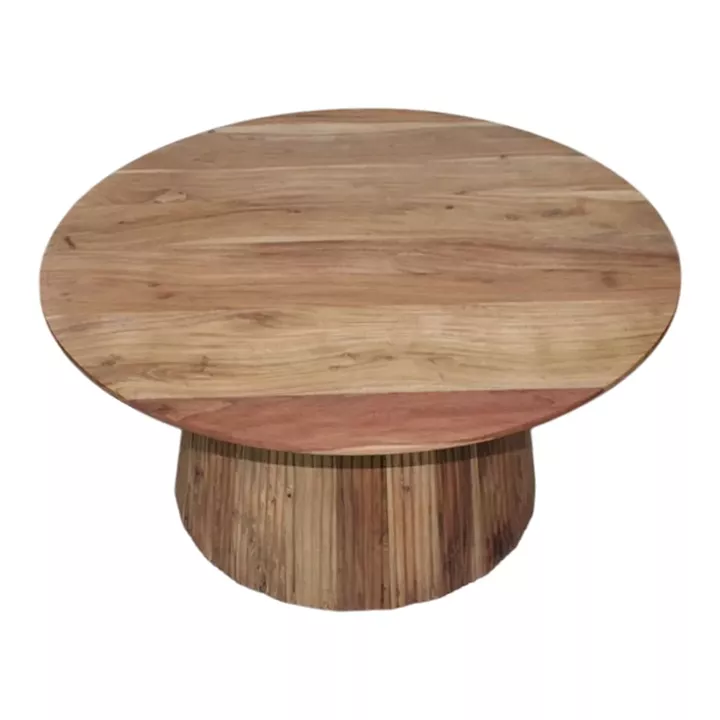 Canicule I pakoworld table, solid acacia wood in natural shade, Φ80x40cm