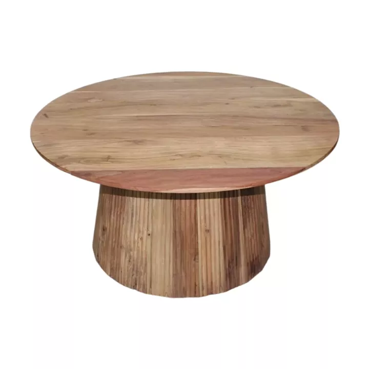Canicule I pakoworld table, solid acacia wood in natural shade, Φ80x40cm