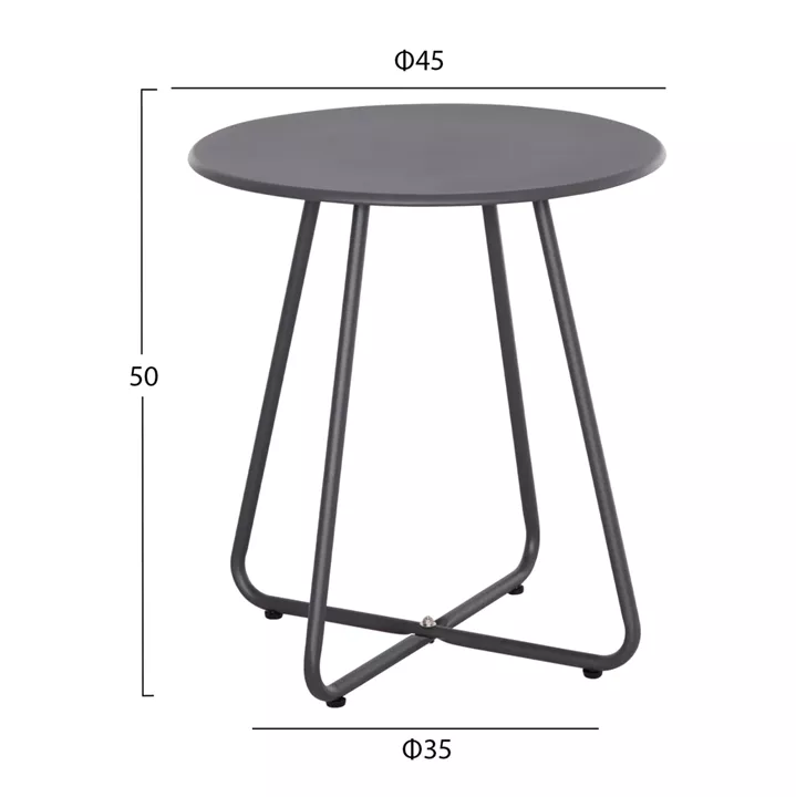 OUTDOOR LOUNGE SET 3PCS OREGO HM21107.01 ALUMINUM & METAL IN DARK GREY COLOR