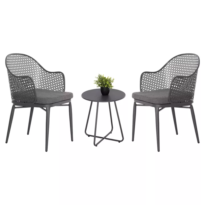 OUTDOOR LOUNGE SET 3PCS OREGO HM21107.01 ALUMINUM & METAL IN DARK GREY COLOR