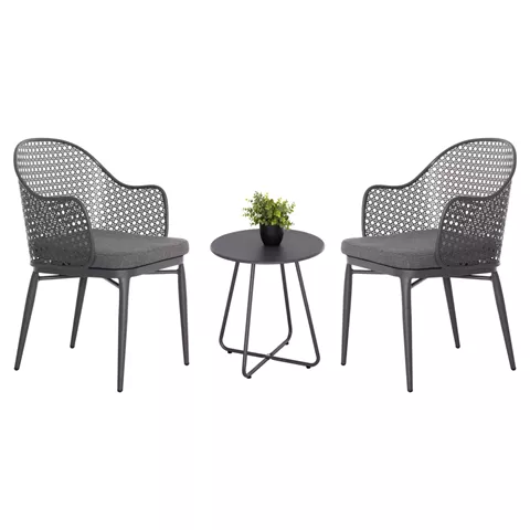OUTDOOR LOUNGE SET 3PCS OREGO HM21107.01 ALUMINUM & METAL IN DARK GREY COLOR