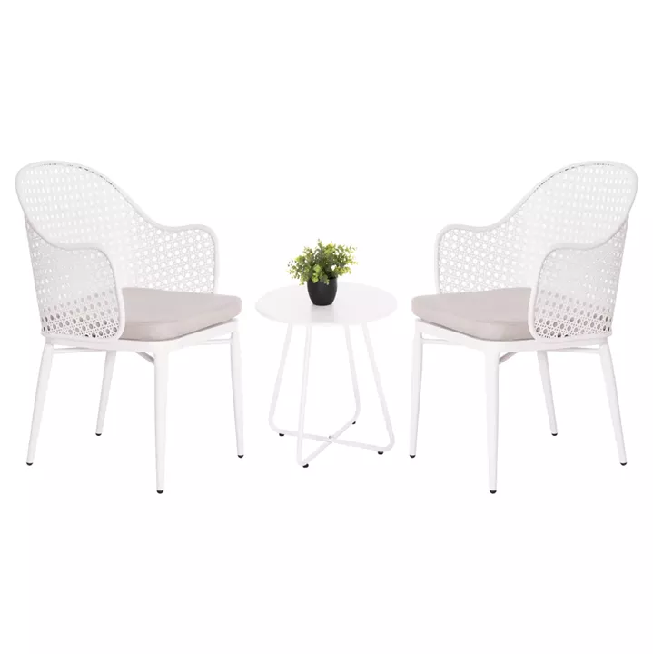 OUTDOOR LOUNGE SET 3PCS OREGO HM21107.02 ALUMINUM & METAL IN WHITE COLOR