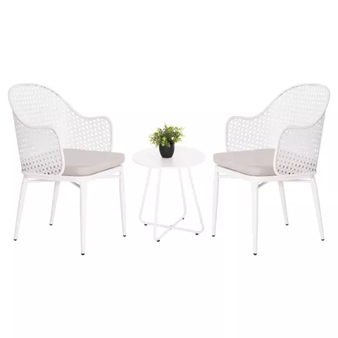 OUTDOOR LOUNGE SET 3PCS OREGO HM21107.02 ALUMINUM & METAL IN WHITE COLOR