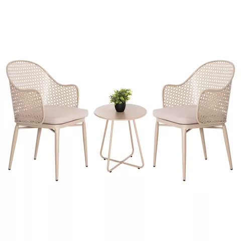 OUTDOOR LOUNGE SET 3PCS OREGO HM21107.03 ALUMINUM & METAL IN CAPPUCCINO COLOR