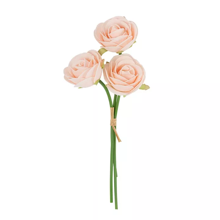 Beauty Home Μπουκέτο με 3 αφρώδη τριαντάφυλλα ροζ ø7×26.5cm