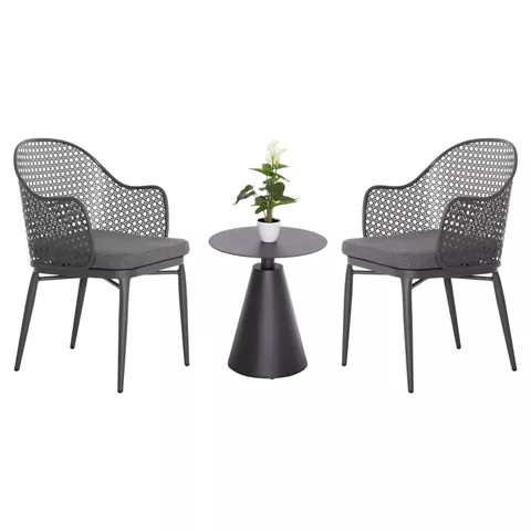 OUTDOOR LOUNGE SET 3PCS OREGO HM21106.01 ALUMINUM IN DARK GREY COLOR