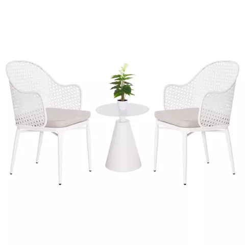 OUTDOOR LOUNGE SET 3PCS OREGO HM21106.02 ALUMINUM IN WHITE COLOR