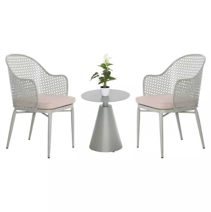 OUTDOOR LOUNGE SET 3PCS OREGO HM21106.06 ALUMINUM IN PISTACHIO GREEN COLOR