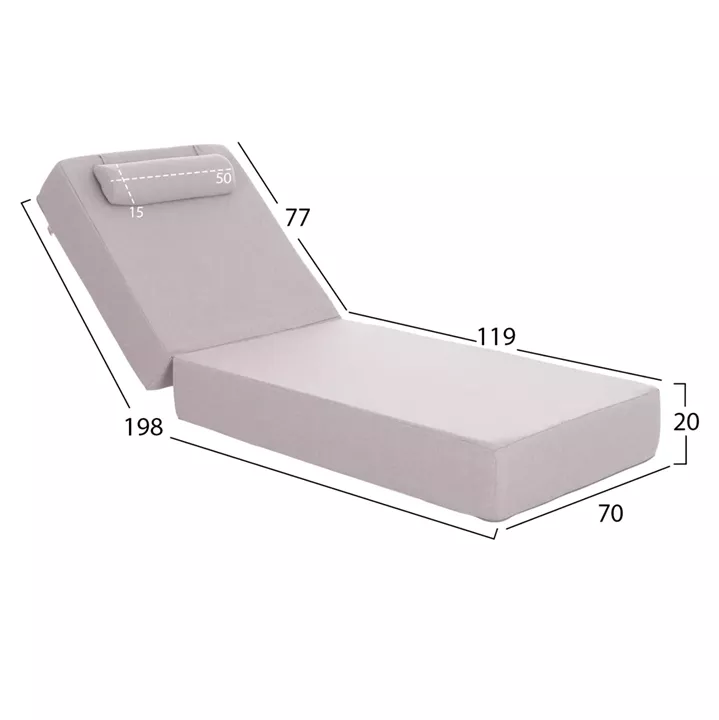 SUNLOUNGER CUSHION KIHEI HM21094.01 OLEFIN IN LIGHT GREY WITH FOAM FILLING 198x70x20Hcm.