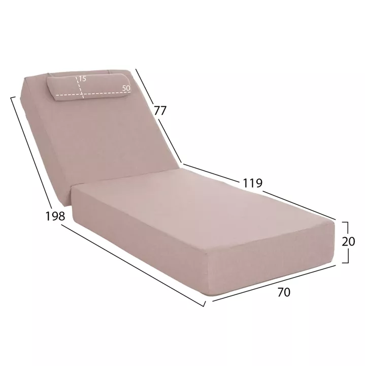 SUNLOUNGER CUSHION KIHEI HM21094.02 OLEFIN IN BEIGE WITH FOAM FILLING 198x70x20Hcm.