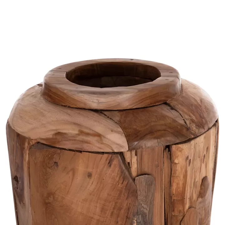 DECORATIVE FLOOR VASE ZEMLI HM18299 RECYCLED TEAK WOOD PIECES IN NATURAL COLOR Φ43x152Hcm.