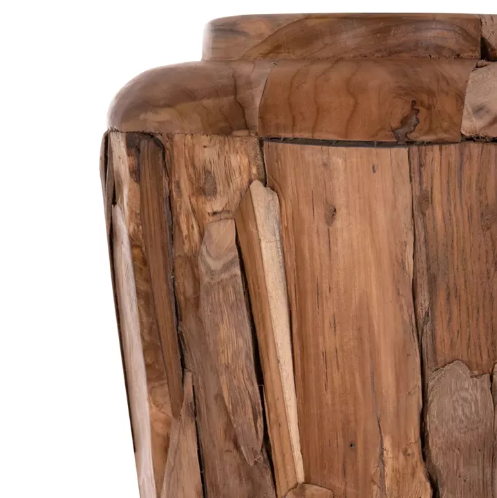 DECORATIVE FLOOR VASE ZEMLI HM18299 RECYCLED TEAK WOOD PIECES IN NATURAL COLOR Φ43x152Hcm.