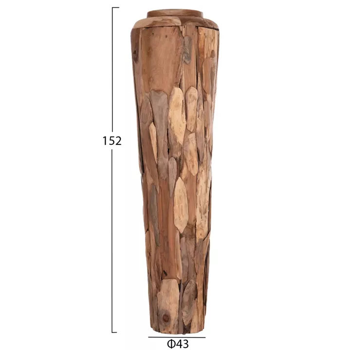 DECORATIVE FLOOR VASE ZEMLI HM18299 RECYCLED TEAK WOOD PIECES IN NATURAL COLOR Φ43x152Hcm.