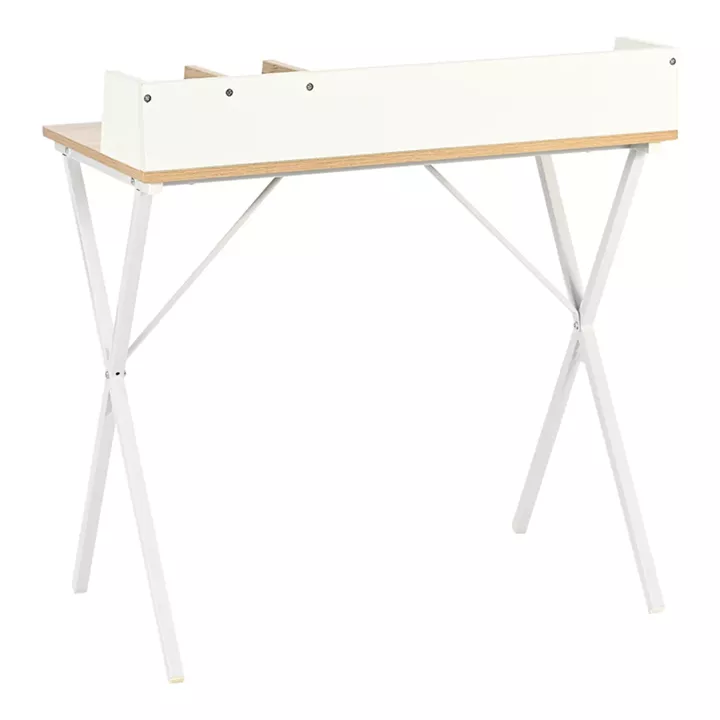 Office desk Zervan pakoworld in oak color with white metal legs 80x50x84cm