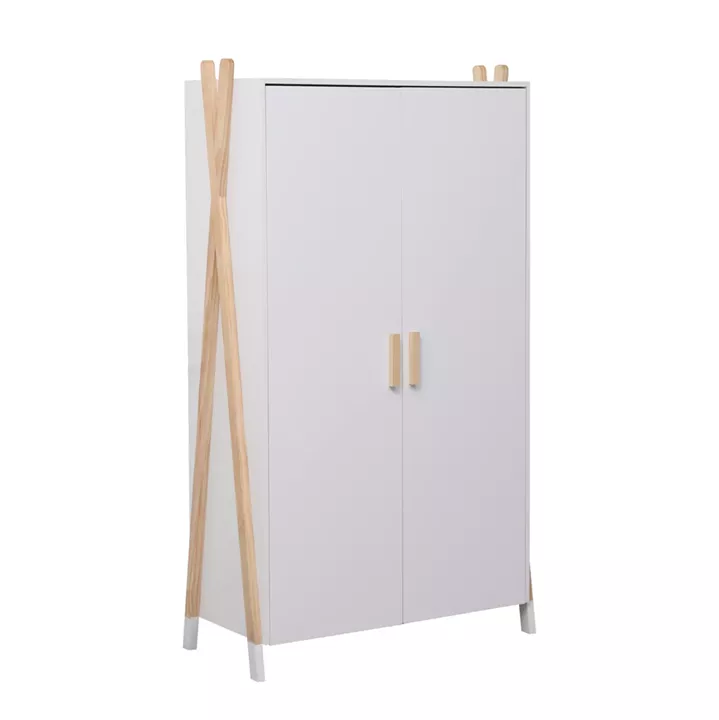 CHILDREN'S WARDROBE PASCHAL HM2494.03 WHITE MELAMINE-PINE WOOD LEGS 96x44x170Hcm.