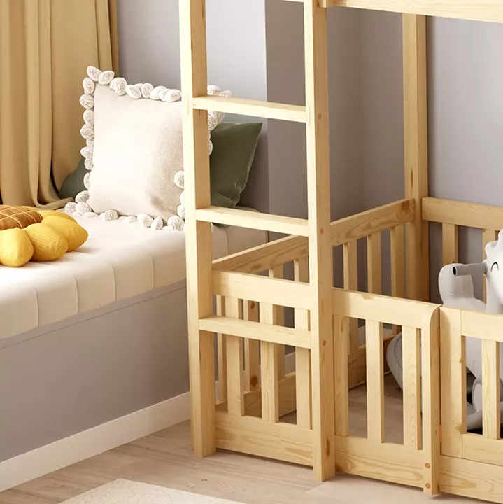 CHILDREN'S BUNKBED PLAYKID WITH PLAYPARK HM703.01 PINE WOOD IN NATURAL FOR 190x90cm..