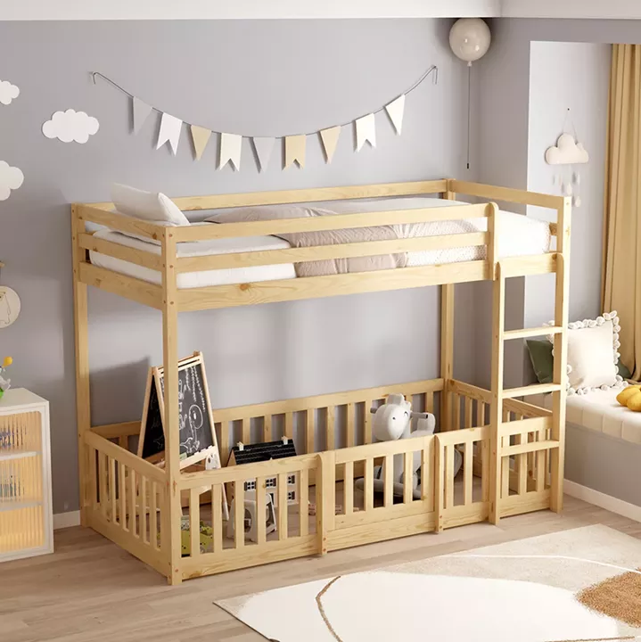 CHILDREN'S BUNKBED PLAYKID WITH PLAYPARK HM703.01 PINE WOOD IN NATURAL FOR 190x90cm..