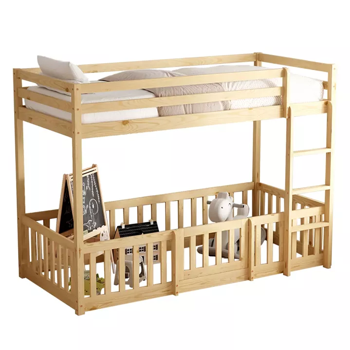 CHILDREN'S BUNKBED PLAYKID WITH PLAYPARK HM703.01 PINE WOOD IN NATURAL FOR 190x90cm..