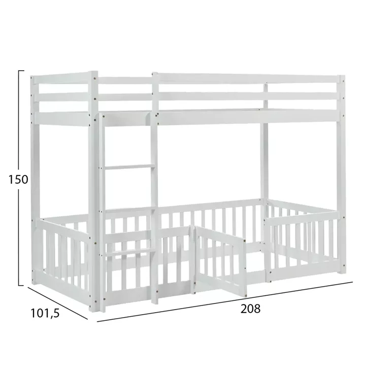 ΠΑΙΔΙΚΗ ΚΟΥΚΕΤΑ ΜΕ ΠΑΡΚΑΚΙ PLAYKID HM703.03 ΞΥΛΟ ΠΕΥΚΟΥ ΛΕΥΚΟ ΓΙΑ 190x90εκ