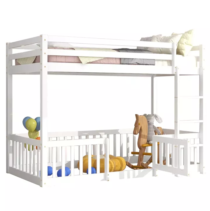 ΠΑΙΔΙΚΗ ΚΟΥΚΕΤΑ ΜΕ ΠΑΡΚΑΚΙ PLAYKID HM703.03 ΞΥΛΟ ΠΕΥΚΟΥ ΛΕΥΚΟ ΓΙΑ 190x90εκ