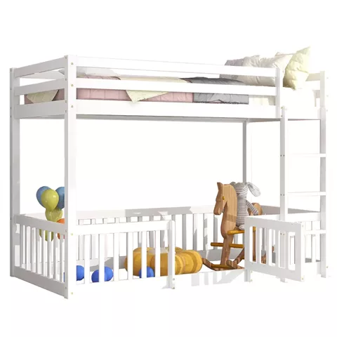 CHILDREN'S BUNKBED PLAYKID WITH PLAYPARK HM703.03 PINE WOOD IN WHITE FOR 190x90cm..