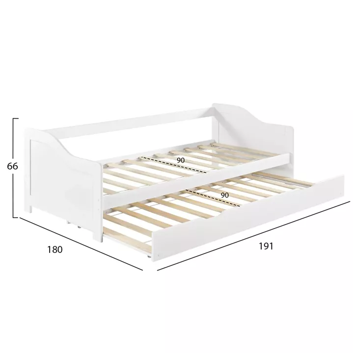 SOFABED TRADDY HM704.03 PINE WOOD IN WHITE FOR MATTRESSES 190x90cm.