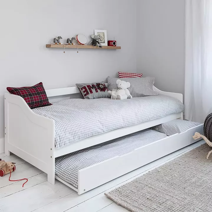 SOFABED TRADDY HM704.03 PINE WOOD IN WHITE FOR MATTRESSES 190x90cm.