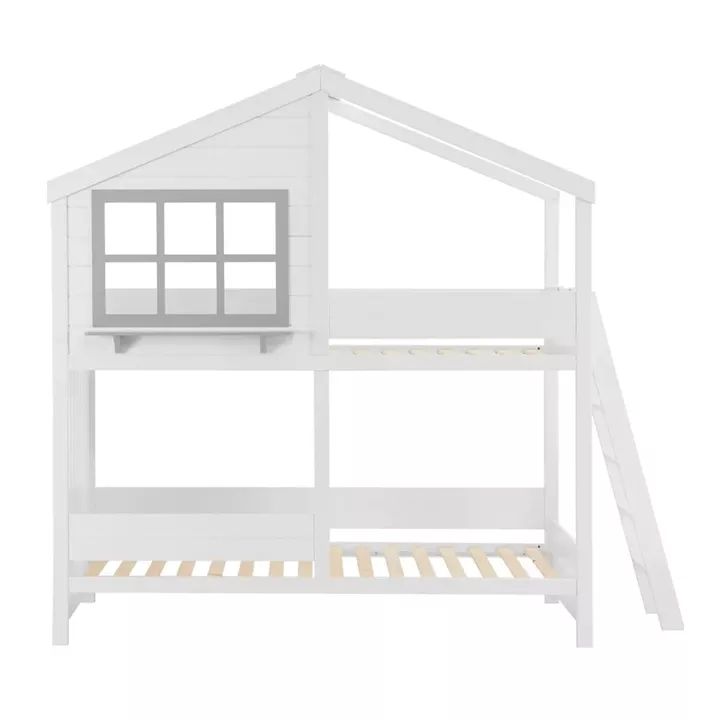 CHILDREN'S BUNKBED COMBO HM707.03 SOLID PINE WOOD IN WHITE- 200x90cm.
