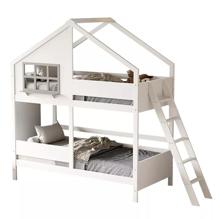 CHILDREN'S BUNKBED COMBO HM707.03 SOLID PINE WOOD IN WHITE- 200x90cm.