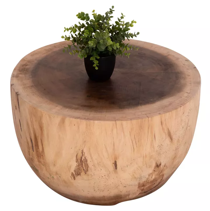 COFFEE TABLE ROUND POMPU HM9794.11 SOLID SUAR WOOD IN NATURAL COLOR Φ60x35Hcm.