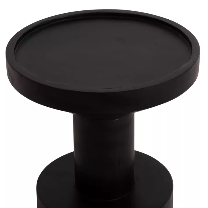 SIDE TABLE BERMAL HM9889.12 SOLID SUAR WOOD IN BLACK COLOR Φ35x65Hcm.