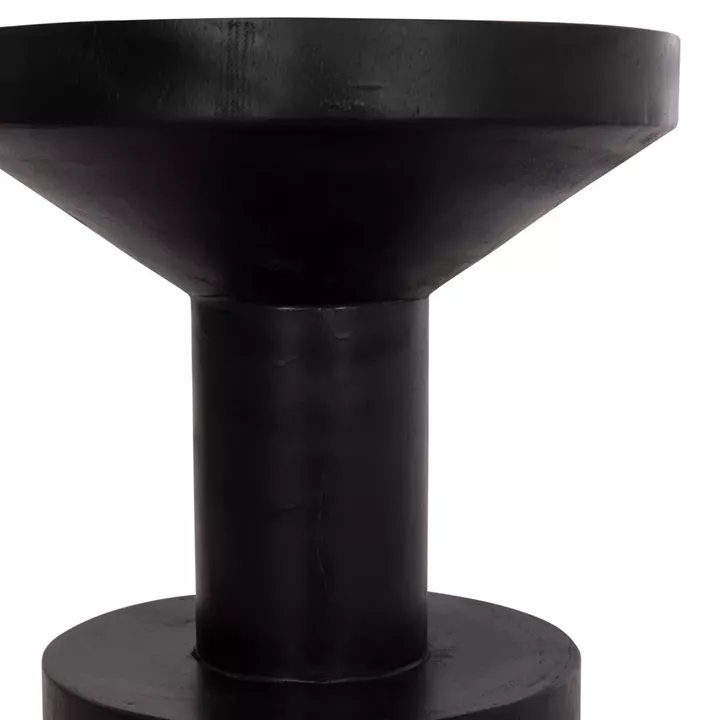 SIDE TABLE BERMAL HM9889.12 SOLID SUAR WOOD IN BLACK COLOR Φ35x65Hcm.