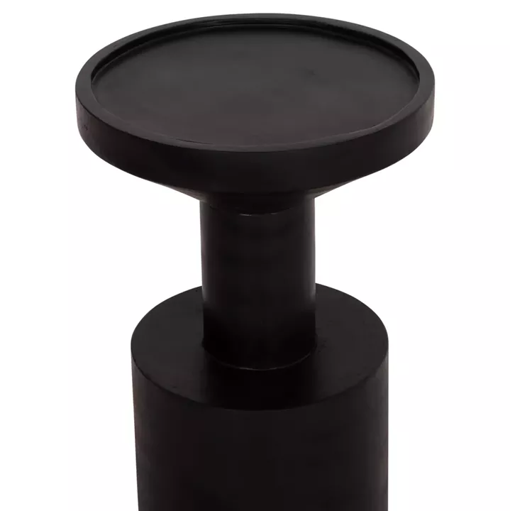SIDE TABLE BERMAL HM9889.12 SOLID SUAR WOOD IN BLACK COLOR Φ35x65Hcm.