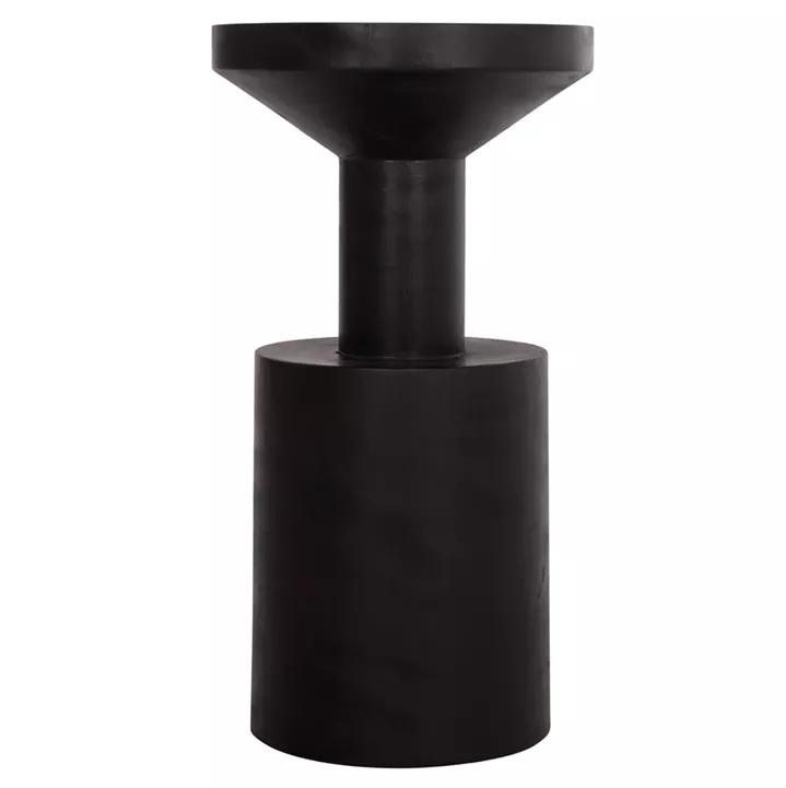 SIDE TABLE BERMAL HM9889.12 SOLID SUAR WOOD IN BLACK COLOR Φ35x65Hcm.