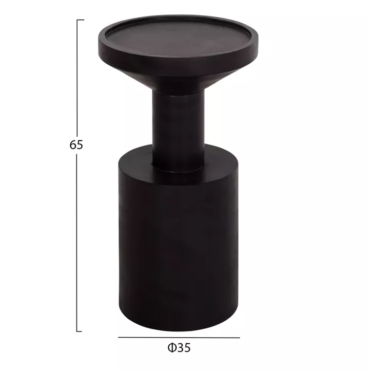 SIDE TABLE BERMAL HM9889.12 SOLID SUAR WOOD IN BLACK COLOR Φ35x65Hcm.