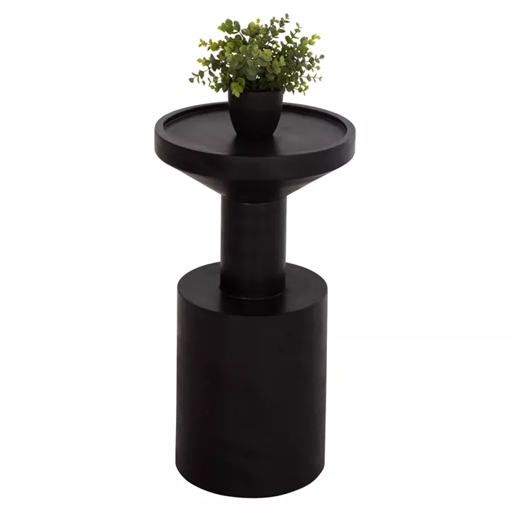 SIDE TABLE BERMAL HM9889.12 SOLID SUAR WOOD IN BLACK COLOR Φ35x65Hcm.