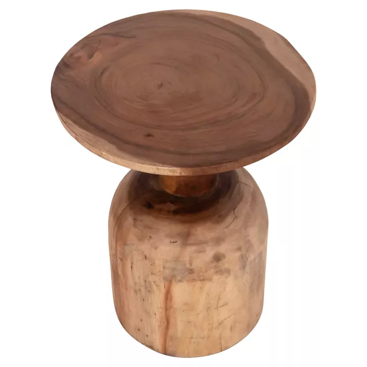 SIDE TABLE ROUND PUMBE HM9891.11 SOLID SUAR WOOD IN NATURAL COLOR Φ40x50Hcm.