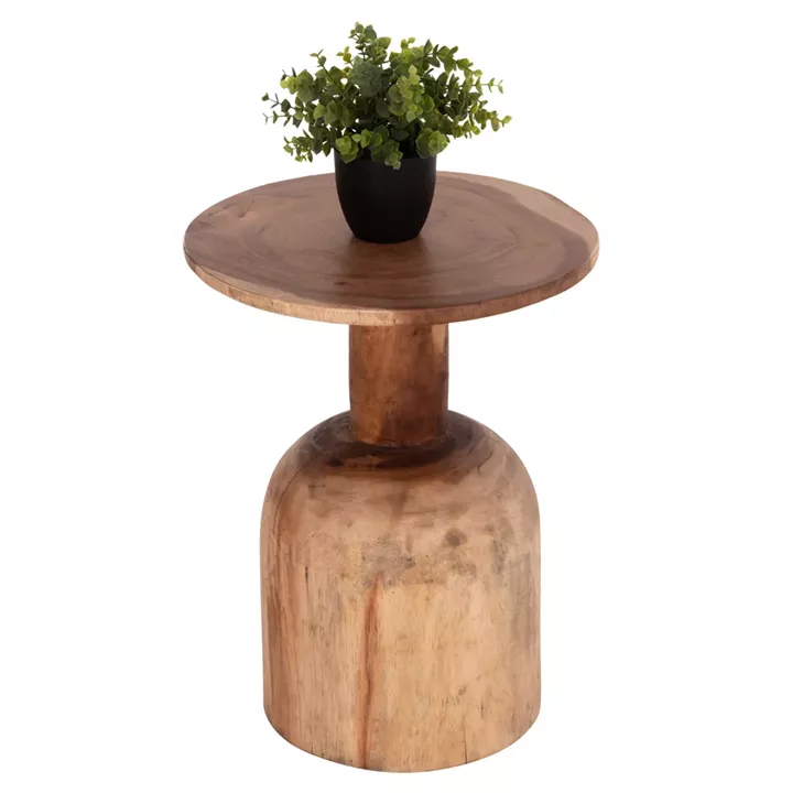 SIDE TABLE ROUND PUMBE HM9891.11 SOLID SUAR WOOD IN NATURAL COLOR Φ40x50Hcm.