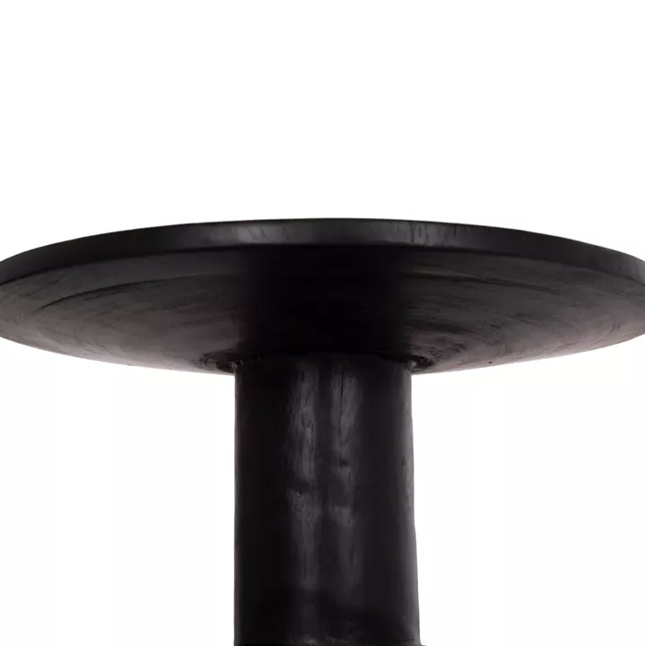 SIDE TABLE ROUND PUMBE HM9891.12 SOLID SUAR WOOD IN BLACK COLOR Φ40x50Hcm.
