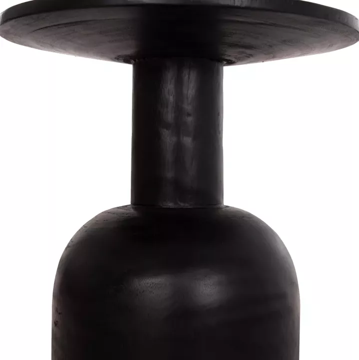 SIDE TABLE ROUND PUMBE HM9891.12 SOLID SUAR WOOD IN BLACK COLOR Φ40x50Hcm.