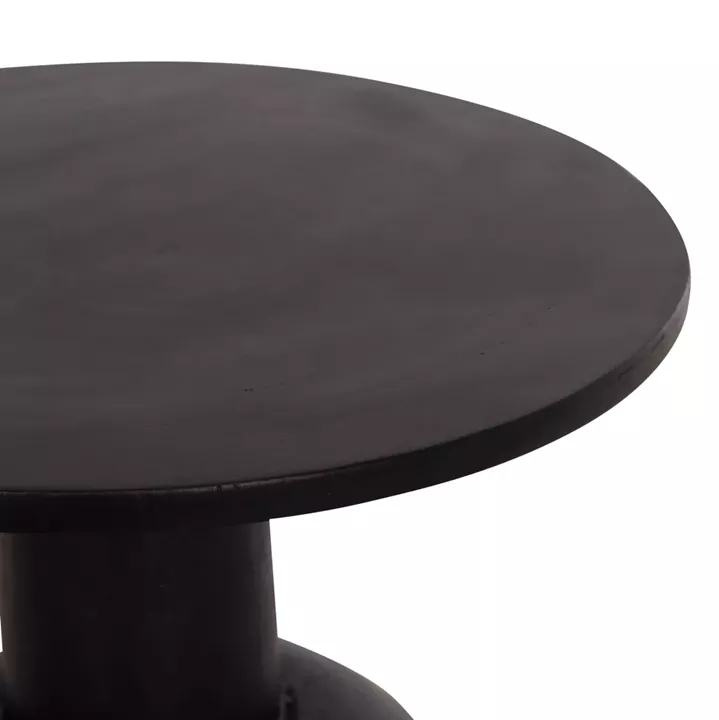 SIDE TABLE ROUND PUMBE HM9891.12 SOLID SUAR WOOD IN BLACK COLOR Φ40x50Hcm.