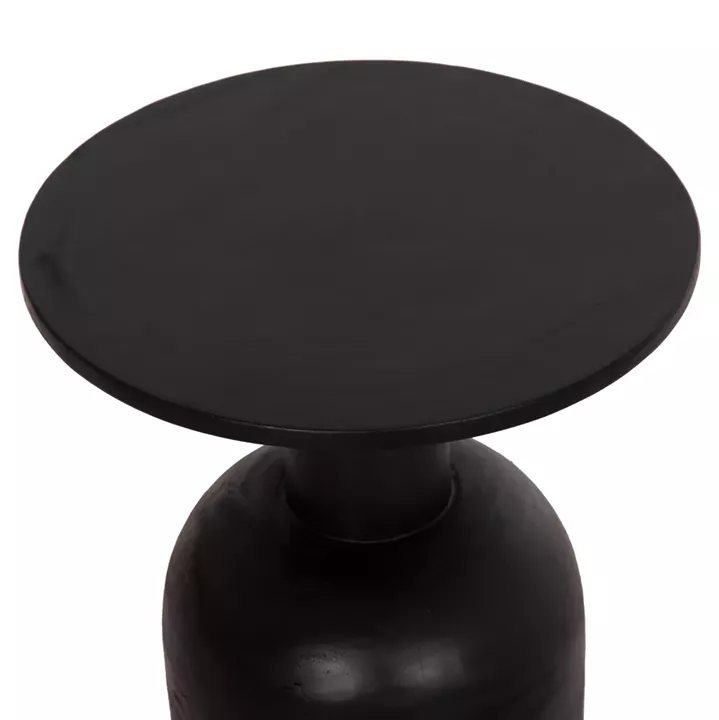 SIDE TABLE ROUND PUMBE HM9891.12 SOLID SUAR WOOD IN BLACK COLOR Φ40x50Hcm.