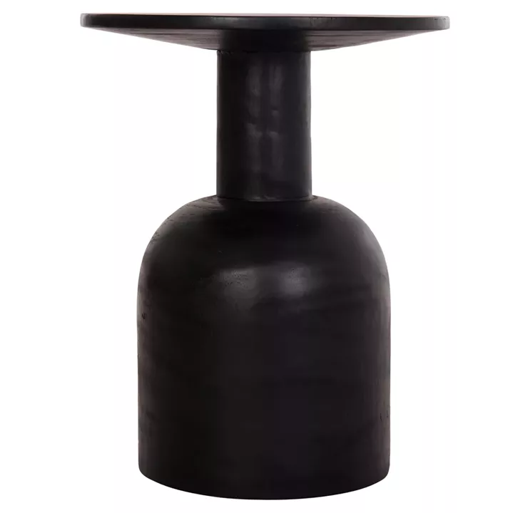 SIDE TABLE ROUND PUMBE HM9891.12 SOLID SUAR WOOD IN BLACK COLOR Φ40x50Hcm.